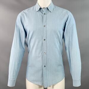 A.P.C. Size M Blue Chambray Cotton Spread Collar Long Sleeve Shirt